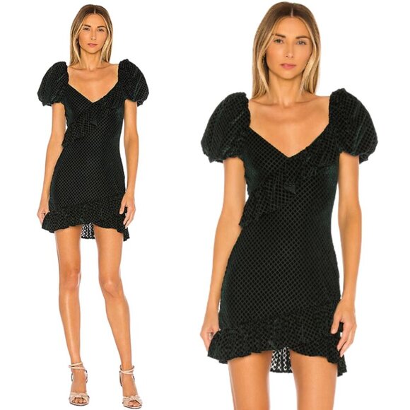 House of Harlow 1960 x Revolve Medinah Mini Dress Women's Small Green Velvet - Picture 1 of 15